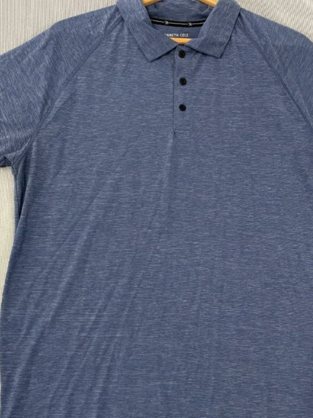 Kenneth Cole Active Men's Polo Shirt Blue Heather Space Dye L Short Sleeve